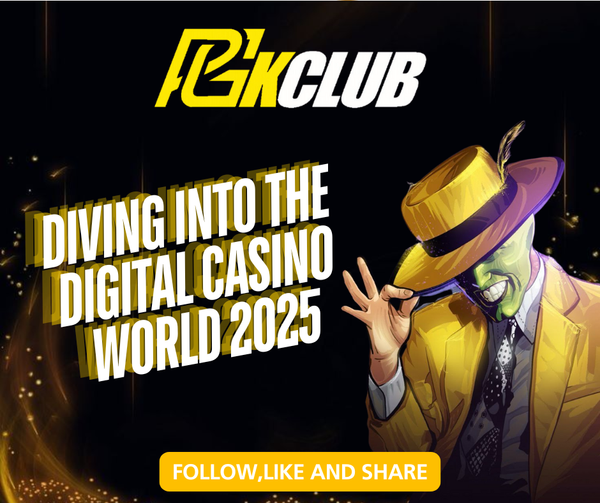 PGKCLUB promo with masked character, casino theme, digital world