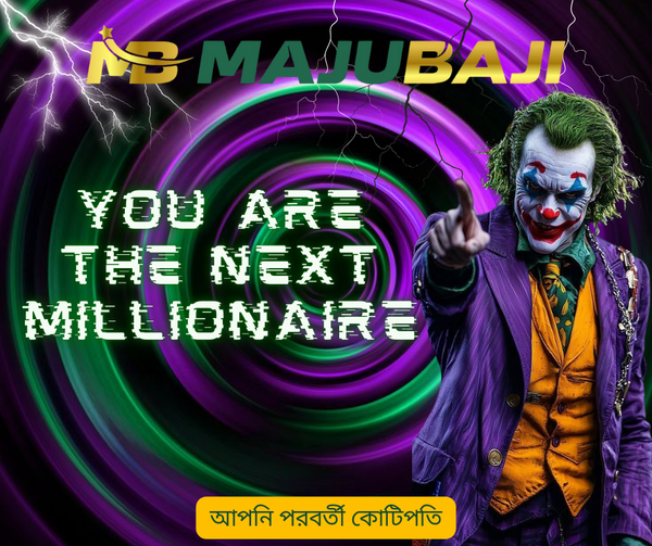 MAJUBAJI promo with joker character pointing, millionaire message