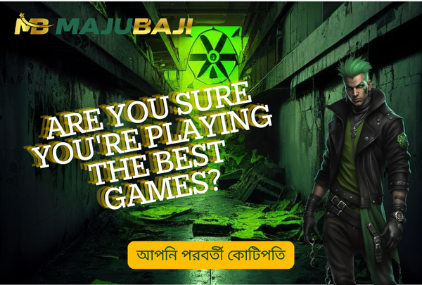 Green-haired character in toxic zone with bold text asking if you're playing the best casino games.
